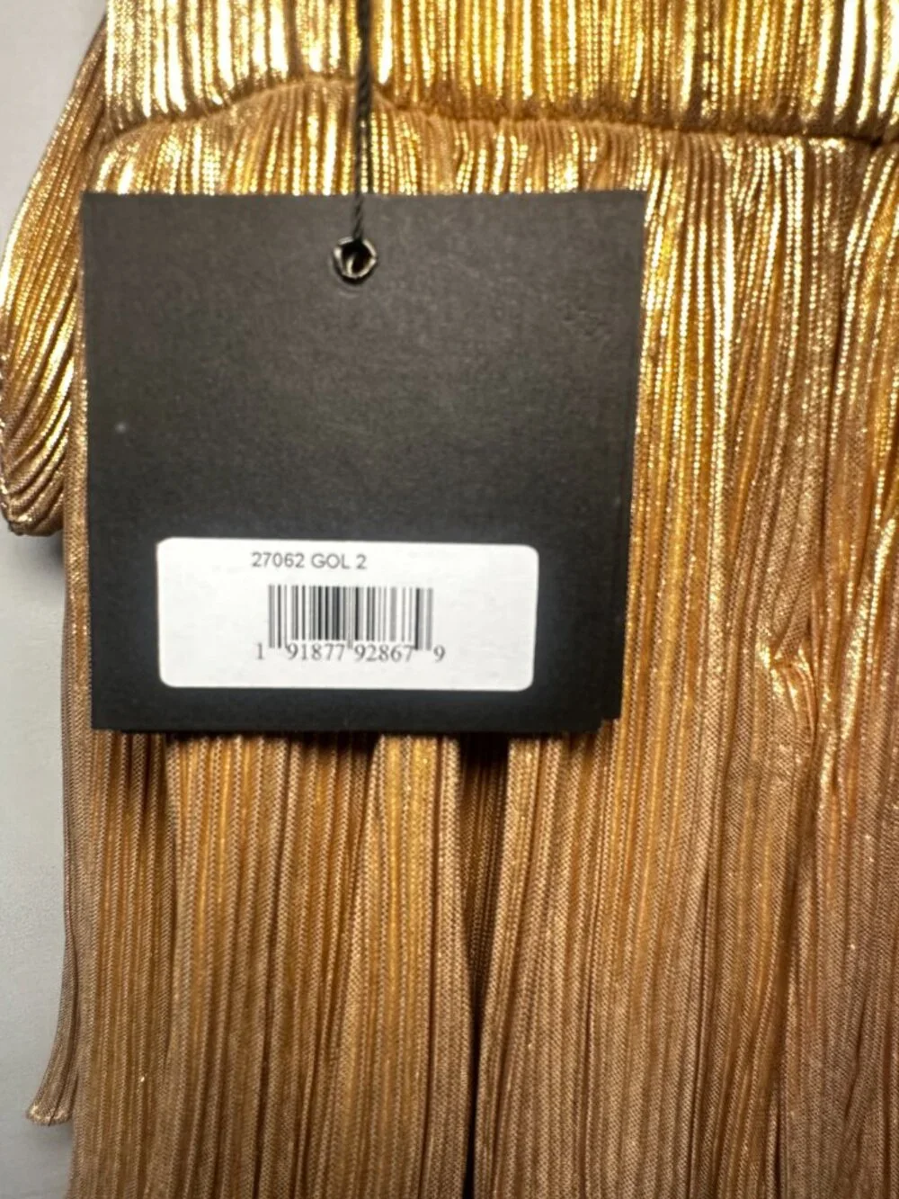 NWT Mac Duggal Antique Gold Pleated Tiered Midi Dress Size 2 - Picture 6 of 6